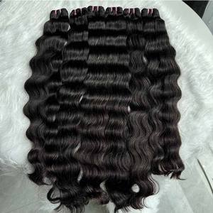 100% Vierge Vague Cambodgienne 12a Extension de Cheveux Humains Vietnamiens Cuticule Alignée Paquets De Tissage Naturel pour Tressage 100% - Product Image 1