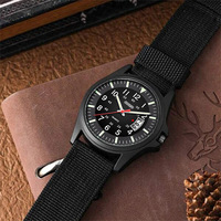 Montre sportive de style militaire Dsimple pour homme, quartz lumineux, cadran 41 mm, bracelet en nylon, fonction calendrier, idéale pour les étudiants