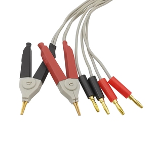 1 Par de Cables con Conector Banana Aislado a Pinzas de Cocodrilo, Cables de Prueba <span class=keywords><strong>Kelvin</strong></span> LCR, Conector de Terminal para Medidor de Pruebas, 80CM - Product Image 2