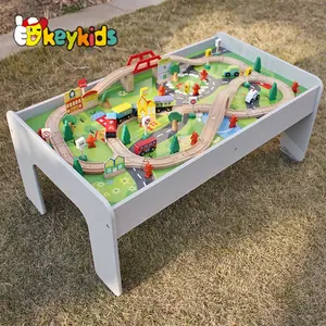 New design educational kids activity toys wooden train table set W04C070