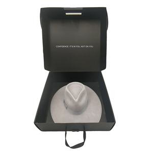 Custom Black Corrugated Carton Box Clothing Hat Shipping Boxes Packaging Mailer Boxes For Cowboy Hat Shipping