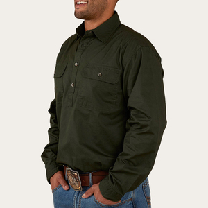 Seragam Grosir Atasan Denim Vaquero Cowboy Hi Vis Pakaian Western Apparel Custom Mekanik Snap Pearl Kemeja Western - Product Image 2