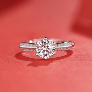 Anillo de compromiso de diamantes de plata esterlina <span class=keywords><strong>Moissanite</strong></span> Eternity para mujer - Product Image 4