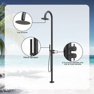 <span class=keywords><strong>Colonne</strong></span> de douche sur pied en acier inoxydable brossé, mitigeur eau froide et chaude, 2 fonctions (pluie et massage), <span class=keywords><strong>robinet</strong></span> de douche pour piscine extérieure - Product Image 2