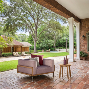 Juego de sofá con reposabrazos de madera de teca impermeable para exteriores de fábrica al por mayor para Resort, comedor, sala de estar, patio, uso en el jardín - Product Image 2