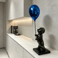 Sculpture Animale en Résine Ours Ballon Minimaliste Luxe Léger Noir, Accessoires Décoratifs pour Bureau et Salon Evelyn