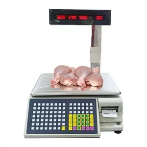 Báscula electrónica Digital para carne, balanza de pesaje con código de barras para impresora