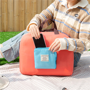 Organizador de ropa, bolsa de almacenamiento de viaje, rectangular, plegable, para viaje, gris, morado, rosa, verde menta - Product Image 4