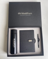 Agenda personnalisé de luxe en cuir PU noir carnet de notes coffret cadeau d'affaires coffret cadeau journal avec stylo et bouteille d'eau