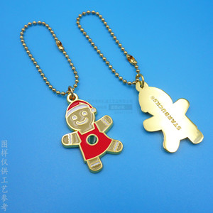 Porte-clés personnalisé en métal, poupée de Noël en forme de pain d'épices, plaqué or, en alliage de zinc, design de dessin animé, cadeau, accessoire de bijouterie - Product Image 2