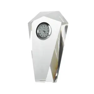 Clear block high Quality Wedding Favor Crystal Table Clock For Home Decorate