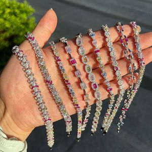 Ins Offre Spéciale Dope Couleur Arc-En-Ciel Cubique Zircone 925 Bracelet En Argent Sterling Pour Femmes Cubique Zircone <span class=keywords><strong>Tennis</strong></span> Bracelets - Product Image 5