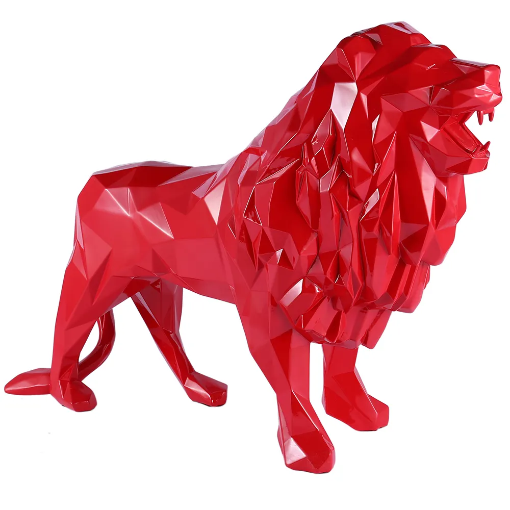 Ручной работы последнего дизайна смолы скульптура льва с абстрактным геометрическим узором Статуя Льва большого размера