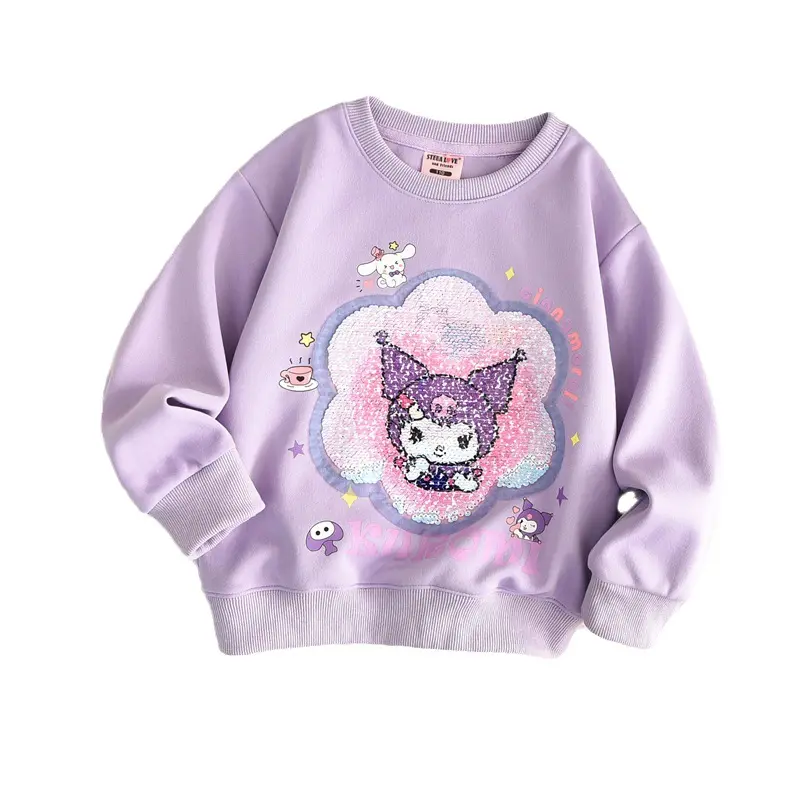 2024 nuevo Sanrio otoño niños manga larga Kuromi cambio cara Cinnamoroll Casual sudadera dibujos animados niños sudadera al por mayor