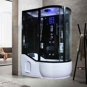 Moderna Cabina <span class=keywords><strong>Doccia</strong></span> Idromassaggio Nera per Interni con Sauna Chiusa, Poltrona e Pannello di Controllo, <span class=keywords><strong>Bagno</strong></span> Turco - Product Image 3