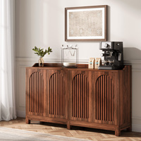 Armoire de buffet 57 "avec rangement, armoire de buffet longue avec portes et étagères réglables, buffet d'appoint en bois autoportant
