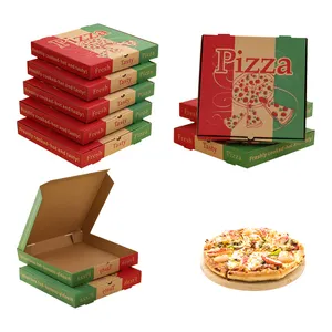 Cajas para llevar pizza corrugadas Kraft impresas personalizadas Suministro de restaurante duradero Embalaje de regalo Envío para pizza
