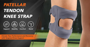 Attelle de genou pour tendon rotulien avec double barre de soutien en silicone, réglable, pour la course, le fitness, le soulagement de la douleur au genou et la rééducation - Product Image 5