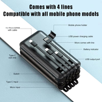 Chargeur portable ultra-fin 20000 mAh à charge rapide avec 4 câbles intégrés pour iPhone 17 16 15 14, Samsung et téléphones Android