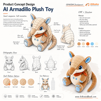 Peluche personnalisée XDT AI, OEM/ODM, rembourrée en coton PP, taille réglable 11-30 cm, cadeau d'anniversaire mignon pour les fêtes d'enfants, polyester