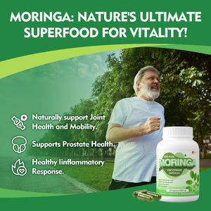 Kapsul Moringa kualitas tinggi mendukung kesehatan prostat Natural Herbal suplemen grosir jumlah besar OEM Label pribadi Moringa - Product Image 5
