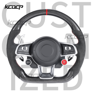 Volante de fibra de carbono apto para VW <span class=keywords><strong>GOLF</strong></span> MK7 GTI GLI CC GTS <span class=keywords><strong>R</strong></span>-<span class=keywords><strong>line</strong></span> POLO SCIROCCO GTD GTE PASSAT JETTA Control de volante - Product Image 1