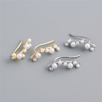 Boucles d'oreilles en argent Sterling S925, bijoux de haute qualité, Imitation de perles, décoration, grimpantes