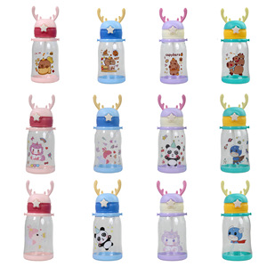 Gobelet à paille pour enfants OEM économique, grande capacité, motif cornes de cerf, nouveau modèle tendance, dessin animé, pour étudiants et activités de plein air, avec cordon, respectueux de l'environnement - Product Image 5