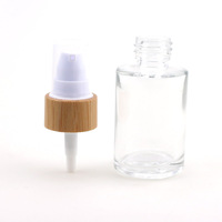 Flacon pompe en verre transparent de 30 ml pour soin de la peau, avec anneau en bambou