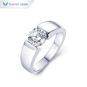 Anillo de Plata de Ley S925 con Moissanita para Hombre, Estilo Solitario Clásico de Tianyu, Banda de 5 mm para Boda y Compromiso - Product Image 2