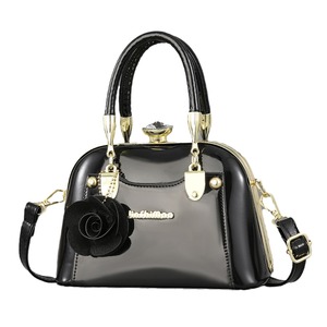 JinShiMao Shell Handbag Black Women's Shoulder <b>Bag</b> With Rose Decor Zipper Closure Spring 2024 - Product Image 5