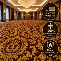 Moquette murale Wilton pour salle de bal, rouleau de tapis en nylon de 17 mm, conception personnalisée pour projets