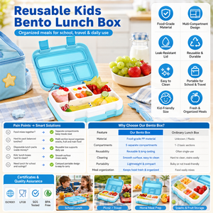 Customized Logo Reusable Kids Bento <b>Lunch</b> <b>Box</b> Leak Proof Compartment School <b>Lunch</b> Container - Product Image 1