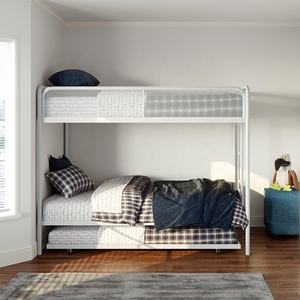 Современная трехместная двухместная металлическая двухъярусная кровать isaiaah белого цвета-для спальни, школьного общежития или квартиры отеля - Product Image 4