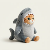 Jouet pour chat en peluche douce personnalisable en forme de requin avec rembourrage en coton PP - Cadeau anti-stress
