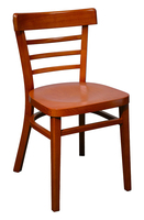 Chaises de salle à manger en bois massif en gros avec sièges en cuir véritable, dotées d'un design à dossier en échelle pour les restaurants