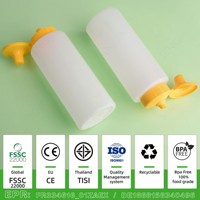 Bouteille de sauce piquante en plastique HDPE vide de qualité alimentaire avec logo personnalisé, à remplissage à chaud, sans BPA, pour sauce chili, ketchup