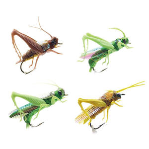 Leurre bionique artificiel de pêche à la mouche crochet de criquet réaliste <span class=keywords><strong>action</strong></span> flottante appât attrayant personnalisation - Product Image 1