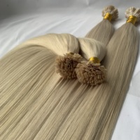 Extensions de cheveux 100% naturels, Double épaisseur, 12a, 100 grammes, vierges, blondes 613, kératine, pré-collées, pointes plates et fines