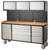 Chariot d'atelier en acier inoxydable de 72 pouces avec rangement d'outils, personnalisation OEM/ODM, garantie de 3 ans pour garages et ateliers