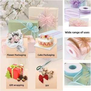 ริบบิ้นผ้าออร์แกนซ่าชีฟองลาย <span class=keywords><strong>Clarin</strong></span> ขอบสีทอง ขนาด <span class=keywords><strong>1</strong></span> นิ้ว แบบโปร่งแสง 25 หลา/ม้วน สำหรับงานฝีมือ ห่อของขวัญ งานปาร์ตี้ วันแม่ - Product Image 5