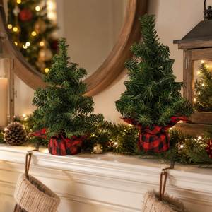 Holiday Party Supplies With Buffalo Plaid Fabric Base Mini Artificial Christmas <b>Tree</b> - Product Image 3