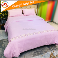 Parure de lit 6 pièces en fibre de polyester de haute qualité, teinte unie, double brossage, comprenant 1 drap-housse, 1 couvre-lit et 4 taies d'oreiller