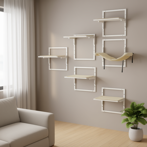 Étagères murales modernes 6 pièces en acier réglables pour chats, idéales pour les niches et meubles d'intérieur - Product Image 2