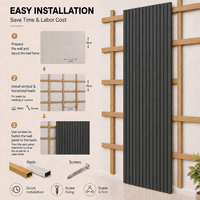 Panneau de grille extérieur noir graphite MORLENX à 4 fentes pour bardage mural, clôture, balcon et façade