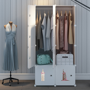 Simple <b>Wardrobe</b> <b>Portable</b> Plastic Storage Cabinet Rectangle Standing Type Minimalist Clothing Organizer for Bedroom Dormitory - Product Image 2