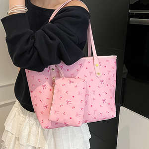 Women's Bow Zipper PU Handbag Underarm College Student Shoulder Bag - Product Image 3