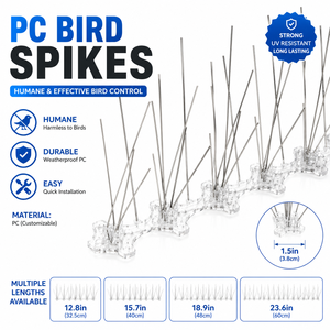 Piques anti-oiseaux écologiques en acier inoxydable avec base en plastique flexible, répulsif extérieur anti-pigeons et anti-escalade - Product Image 1