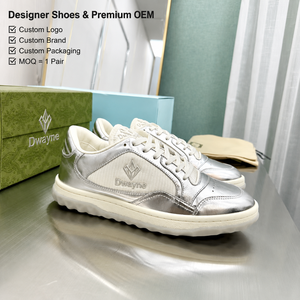 Zapatillas de Lujo de Diseñador 2026 para Hombre y Mujer, de Alta Calidad, Metálicas Plateadas, de Cuero y Malla, Estilo Casual y de Pista, Lujo Discreto, Novedad - Product Image 1