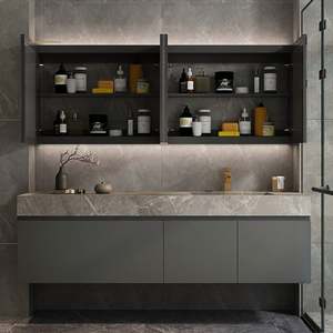 Good Praise Euro Style Furniture <b>Wall</b> Hung Double Sink Wood Basin <b>Bathroom</b> Vanity Cabinet - Product Image 4